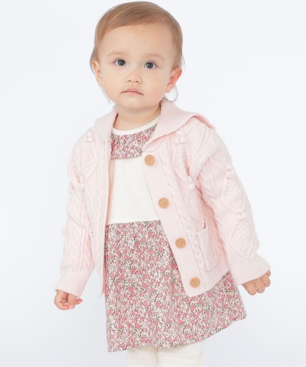 SHIPS KIDS:80～90cm /〈洗濯機可能〉ケーブル ニット カーディガン