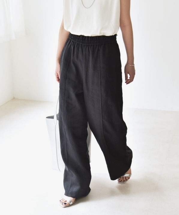 quaranciel:〈洗濯機可能〉ラミー ピンタック ワイド イージー パンツ