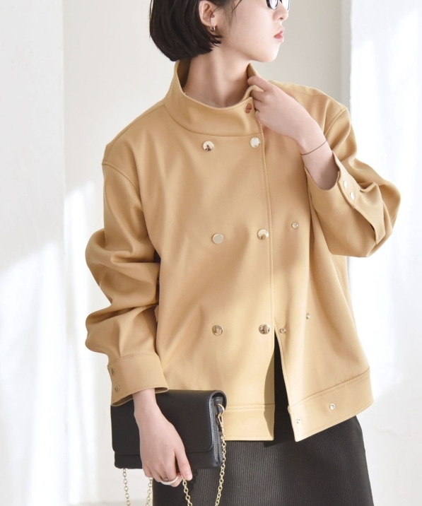 quaranciel: ダブル サテン スタンドカラー ブルゾン コート｜ SHIPS