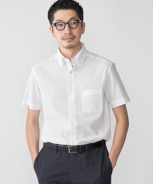 SHIPS: カラミ織り ボタンダウン 無地 半袖 シャツ｜ SHIPS 公式サイト