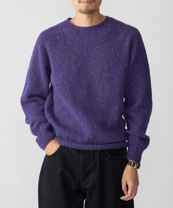 SHIPS別注】HARLEY OF SCOTLAND: ウール シャギー クルーネック ニット