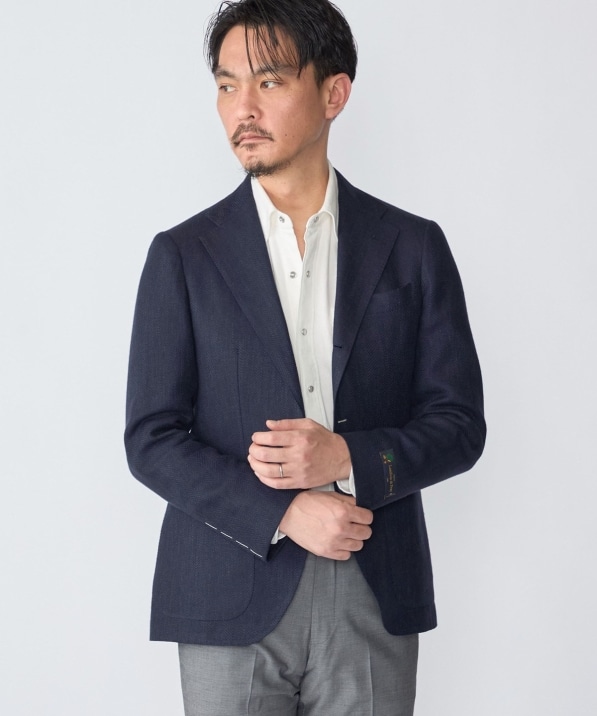SHIPS: Lanificio di Pray ヘリンボーン ネイビー ジャケット｜ SHIPS
