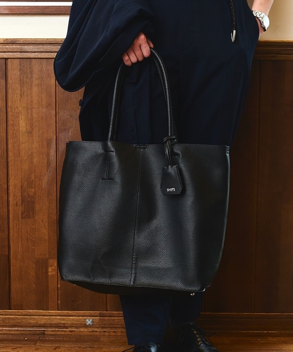 WEB限定】SHIPS: 合成皮革 ビズ トート バッグ (クラッチバッグ付き