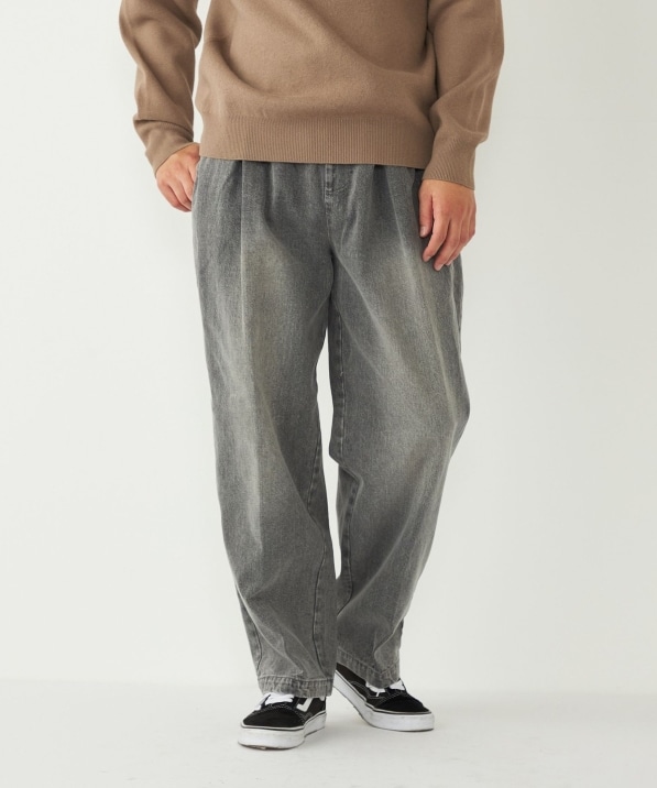 SHIPS Colors:〈洗濯機可能〉デニム ワイド テーパード トラウザーズ