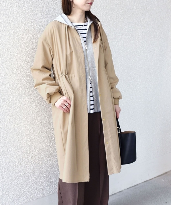 SHIPS Colors:〈手洗い可能〉ツイル ノーカラー タック コート