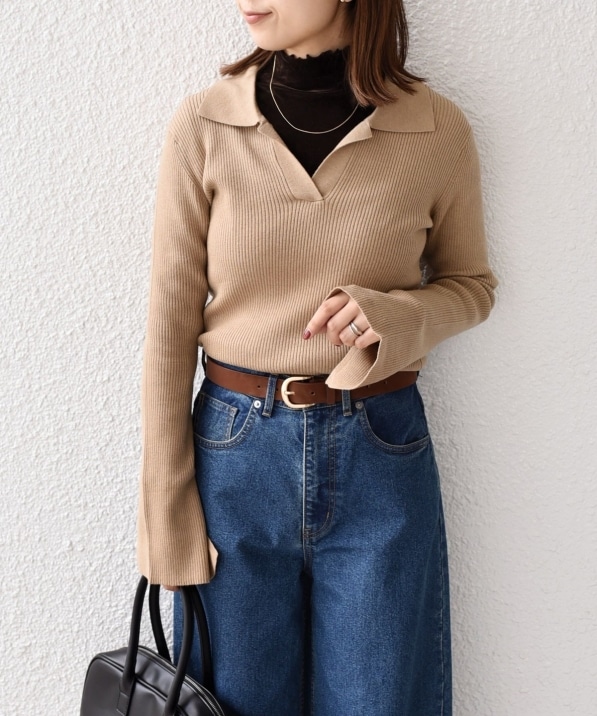 SHIPS Colors:〈手洗い可能〉リブ スキッパー ニット｜ SHIPS 公式サイト