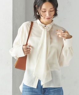 SHIPS any:〈洗濯機可能〉ミニサッカー ドロスト リボン ボートネック