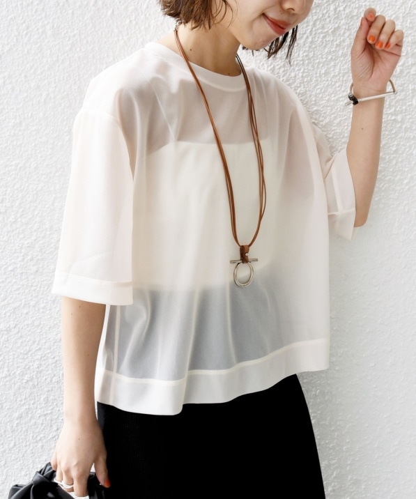 手洗い可能〉シアー トリコット ショート スリーブ プルオーバー