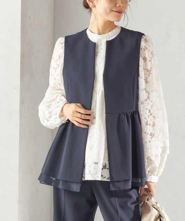 ダブル クロス レイヤード ペプラム ジレ（セレモニー対応可）｜ SHIPS