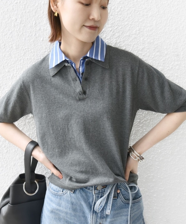 WEB限定】〈手洗い可能〉ダブルカラー ショート スリーブ ポロ｜ SHIPS