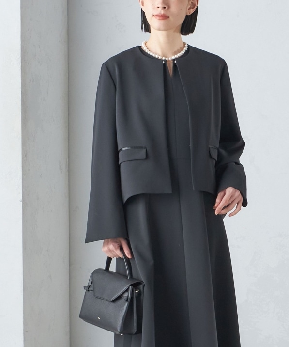 手洗い可能〉ブラック フォーマル フレア スリーブ ジャケット