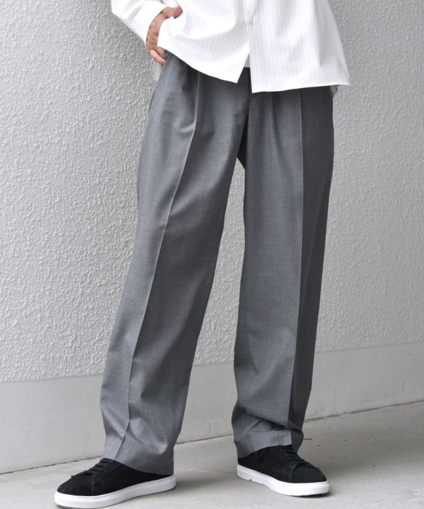 SHIPS any: LIM BLESS ソリッド/ストライプ 2プリーツ セミワイド