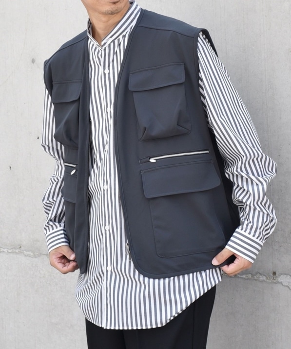 SHIPS any: 〈洗濯機可能〉ストレッチ ナイロン マルチポケット ベスト