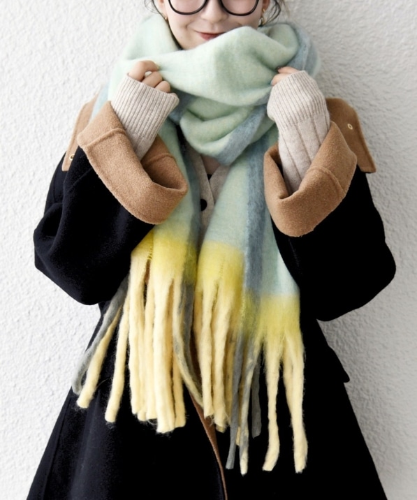 SHIPS any:〈手洗い可能〉ボリューム シャギー スイッチ マフラー