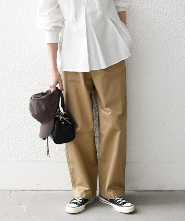 SHIPS any:〈洗濯機可能〉チノ ハイウエスト セミワイド パンツ