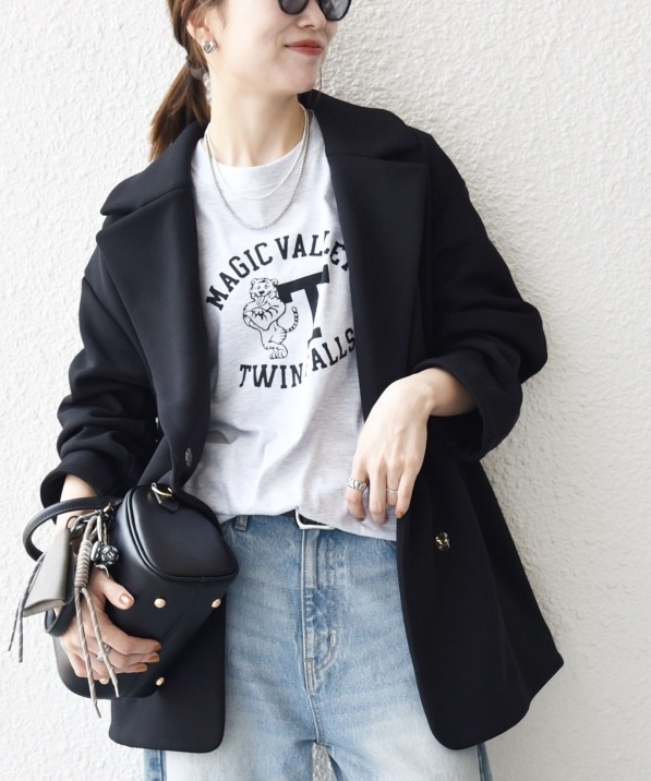 SHIPS any:〈洗濯機可能〉ダンボール コクーン テーラード ミディ