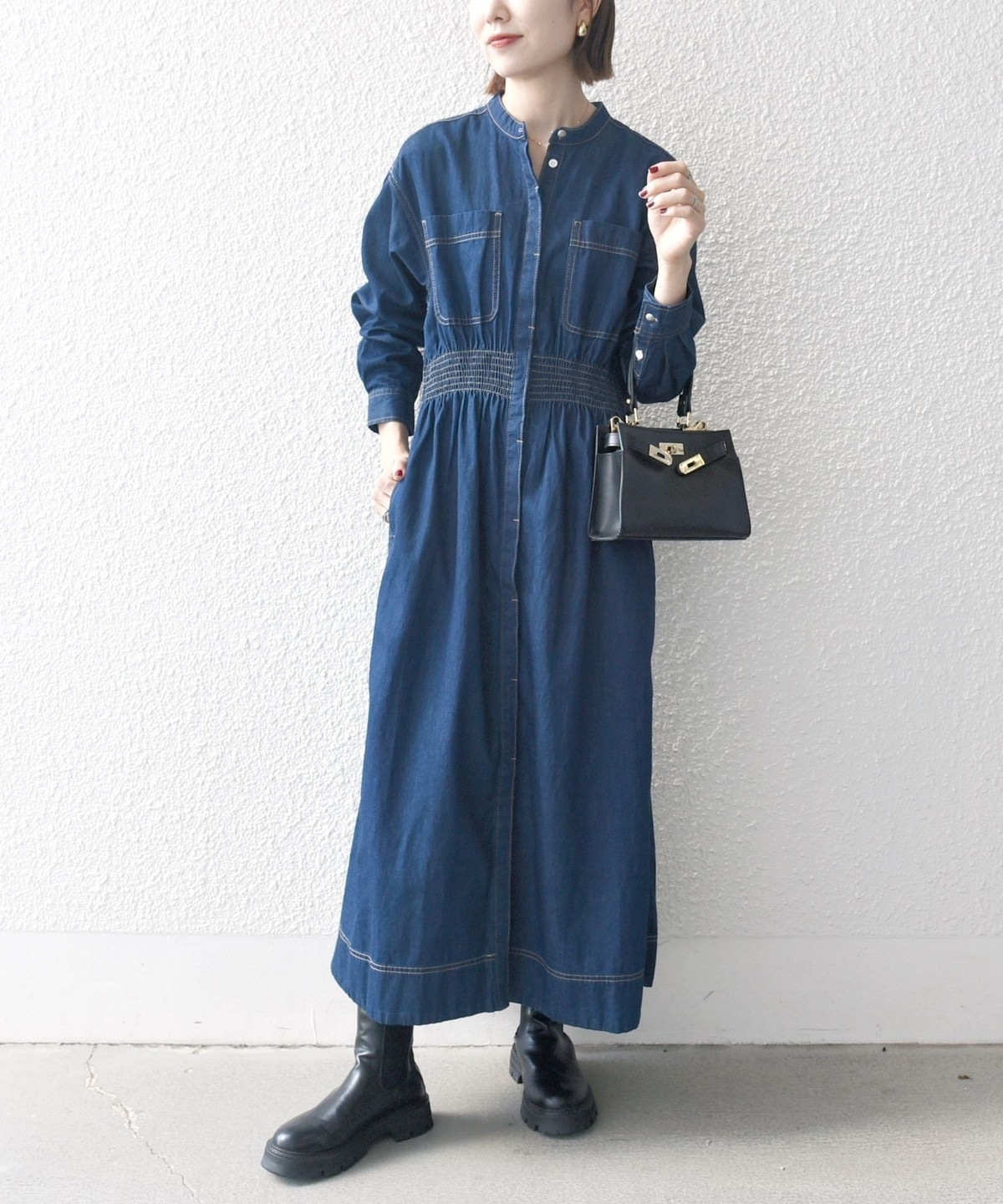 SHIPS any: シャーリング デニム ポケット ワンピース ［SHIPS any