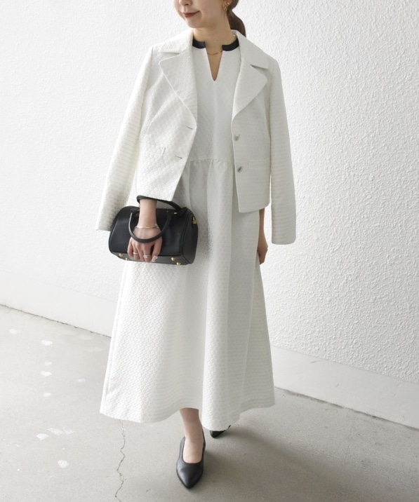 SHIPS any:〈手洗い可能〉フラワー ジャカード ノースリーブ