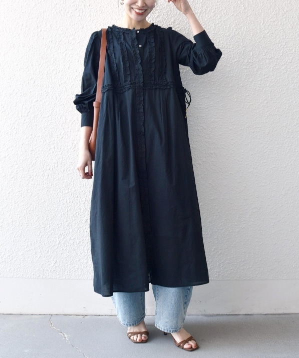 SHIPS any:〈洗濯機可能〉キャンブリック Aライン フリル シャツ