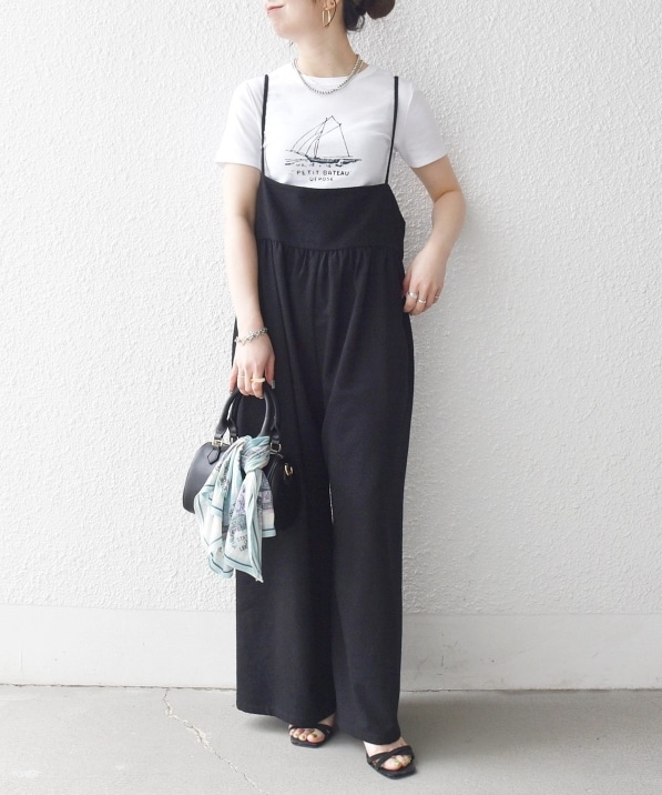 SHIPS any:〈洗濯機可能〉ループヤーン イージー ギャザー サロペット