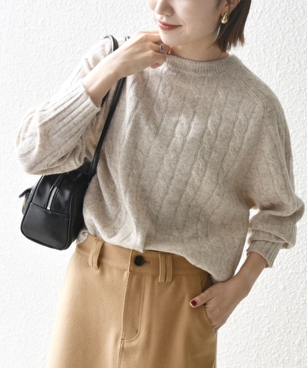 WEB限定】SHIPS any:〈手洗い可能〉ヤク ケーブル クルーネック ニット