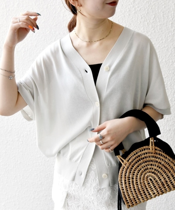 SHIPS any:〈接触冷感/手洗い可能〉Vネック ドルマン ミディ