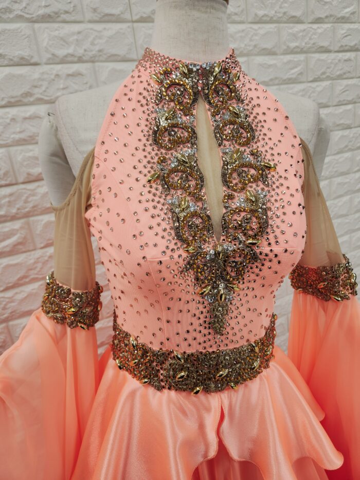 試着・レンタル・購入】社交ダンスドレス オレンジ Mサイズ