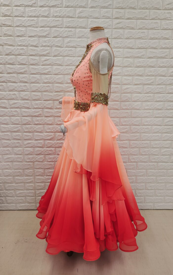 試着・レンタル・購入】社交ダンスドレス オレンジ Mサイズ