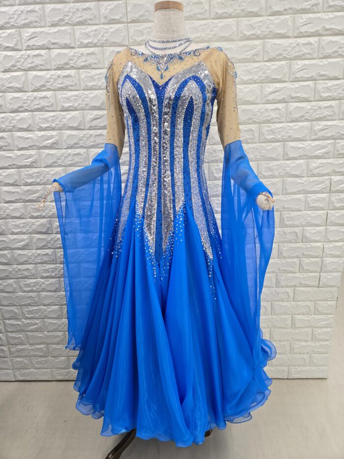試着・レンタル・購入】社交ダンスドレス Lサイズ ロイヤルブルー