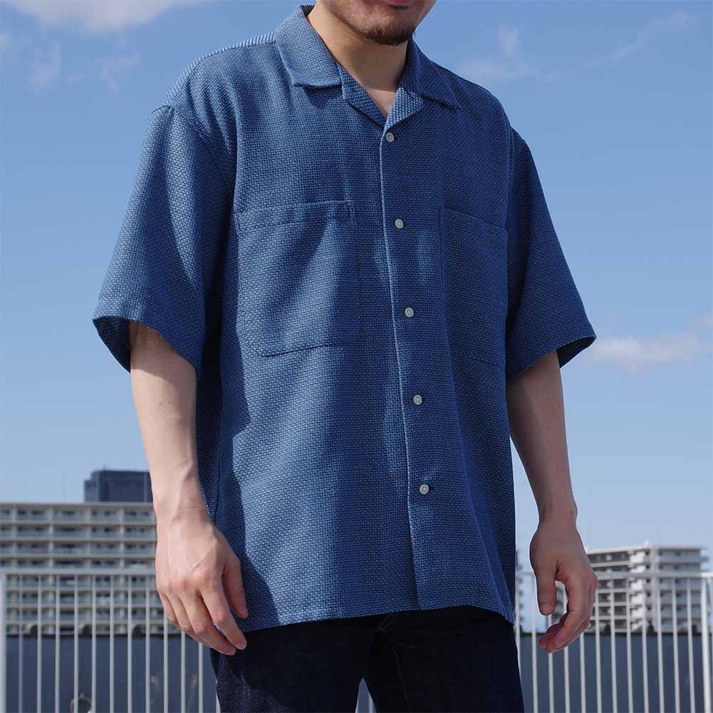 メランジ ムジ オープンカラーシャツ｜SHIRT STATION（シャツ