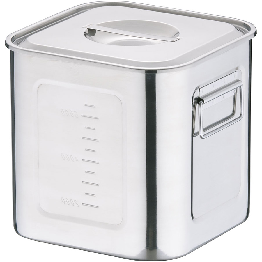 三宝産業 YUKIWA UK 18-8 ステンレス 深型 角キッチンポット 手付 21cm