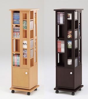 省スペース。回転式CD・DVD収納ラック【書斎家具通販】