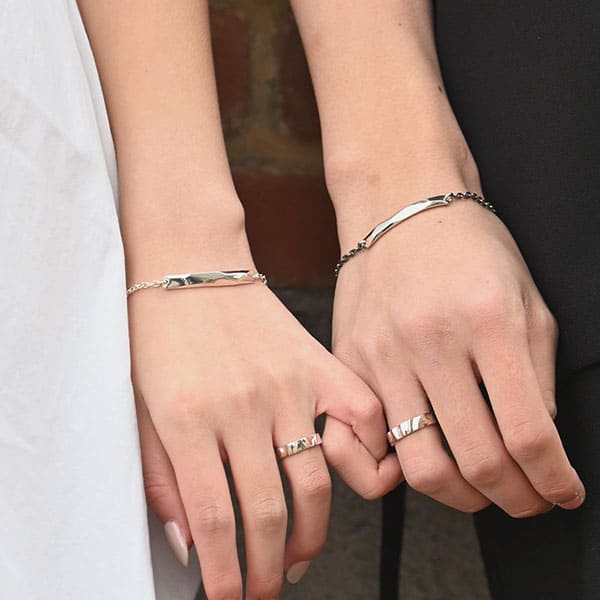 ペア】刻印ができるハート シルバーペアブレスレット [DB-124+125]