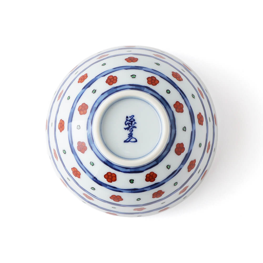 染錦赤梅小紋割 飯碗 ｜ 有田焼の源右衛門窯公式オンラインショップ