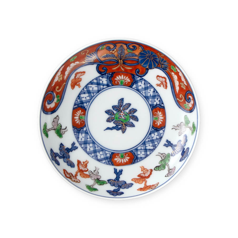 源右衛門 古伊万里の伝統 舘林源右衛門作 染錦蔦絵 大皿五枚揃