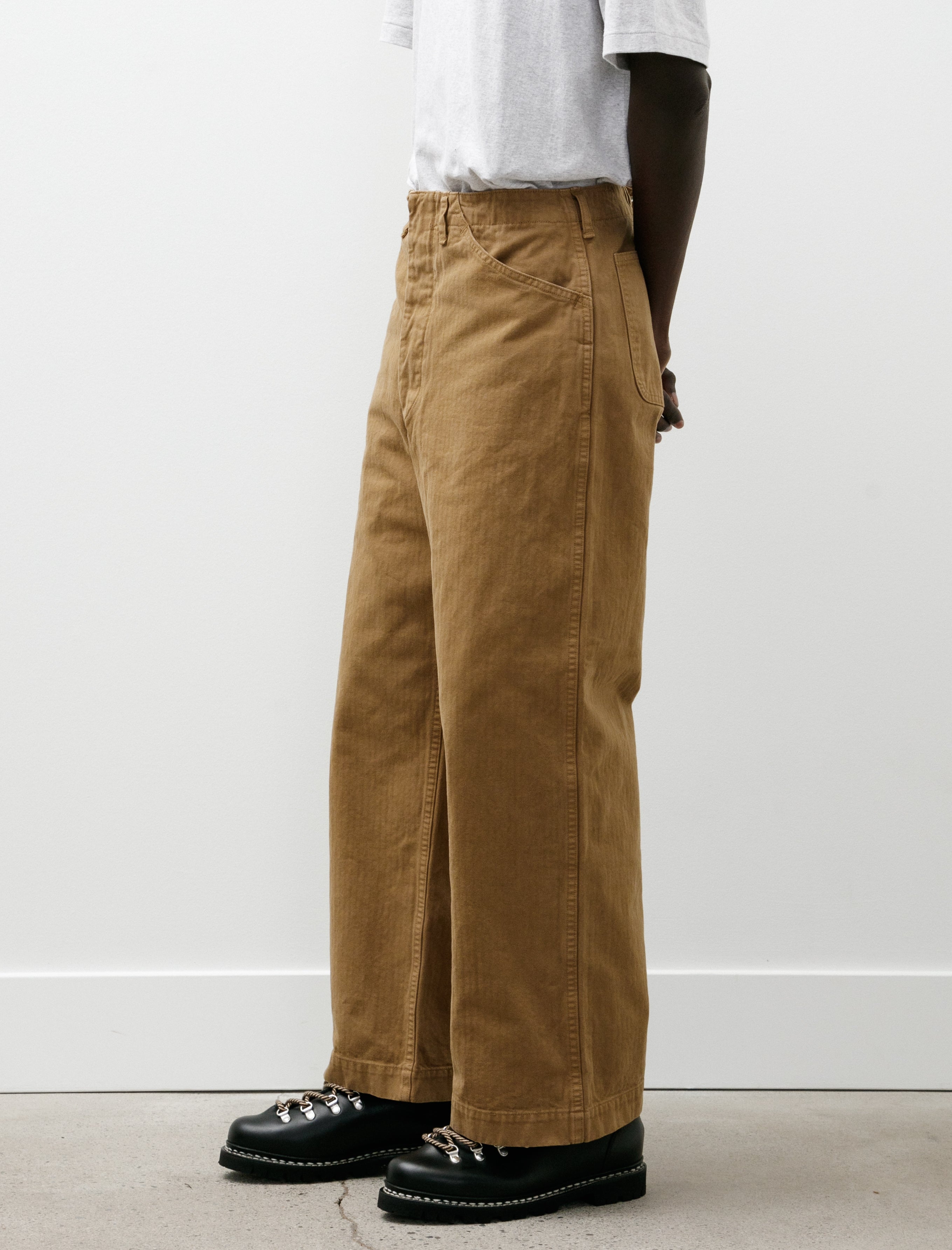 orSlow USMC Herringbone Wide Fit Utility Trousers Khaki – Neighbour