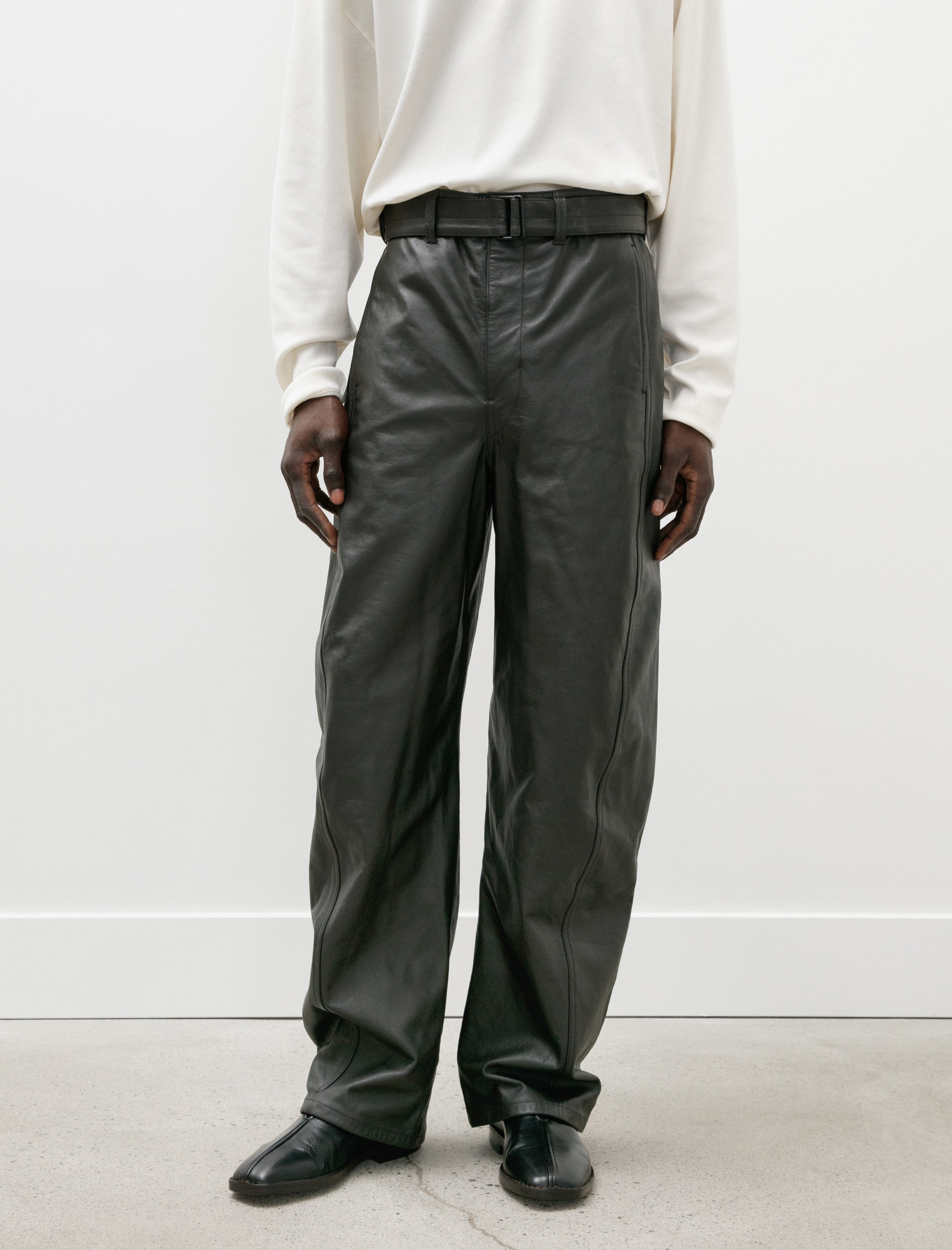 Lemaire Leather Belted Twisted Pants Dark Espresso – Neighbour