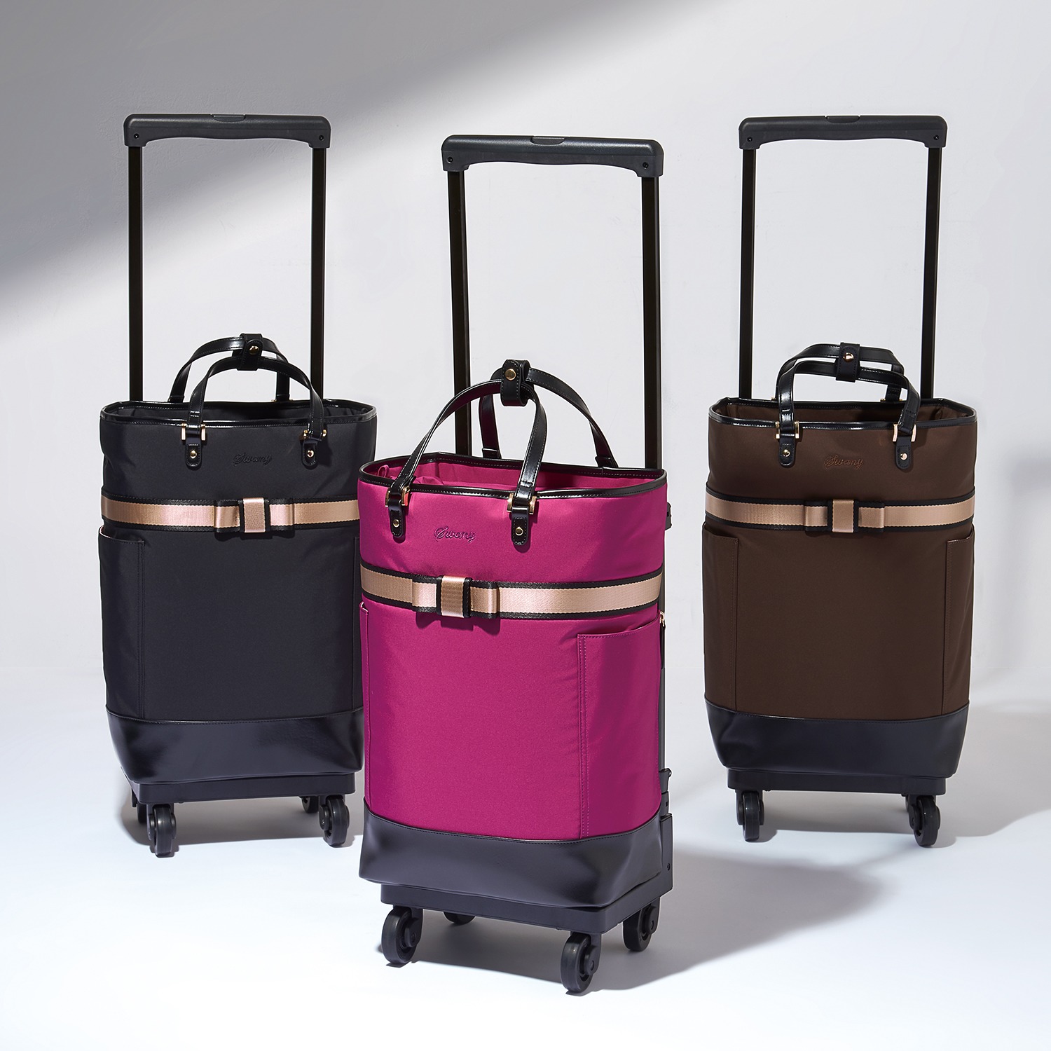 スワニー トートキャリー リボンテープアクセント 4輪ストッパー付