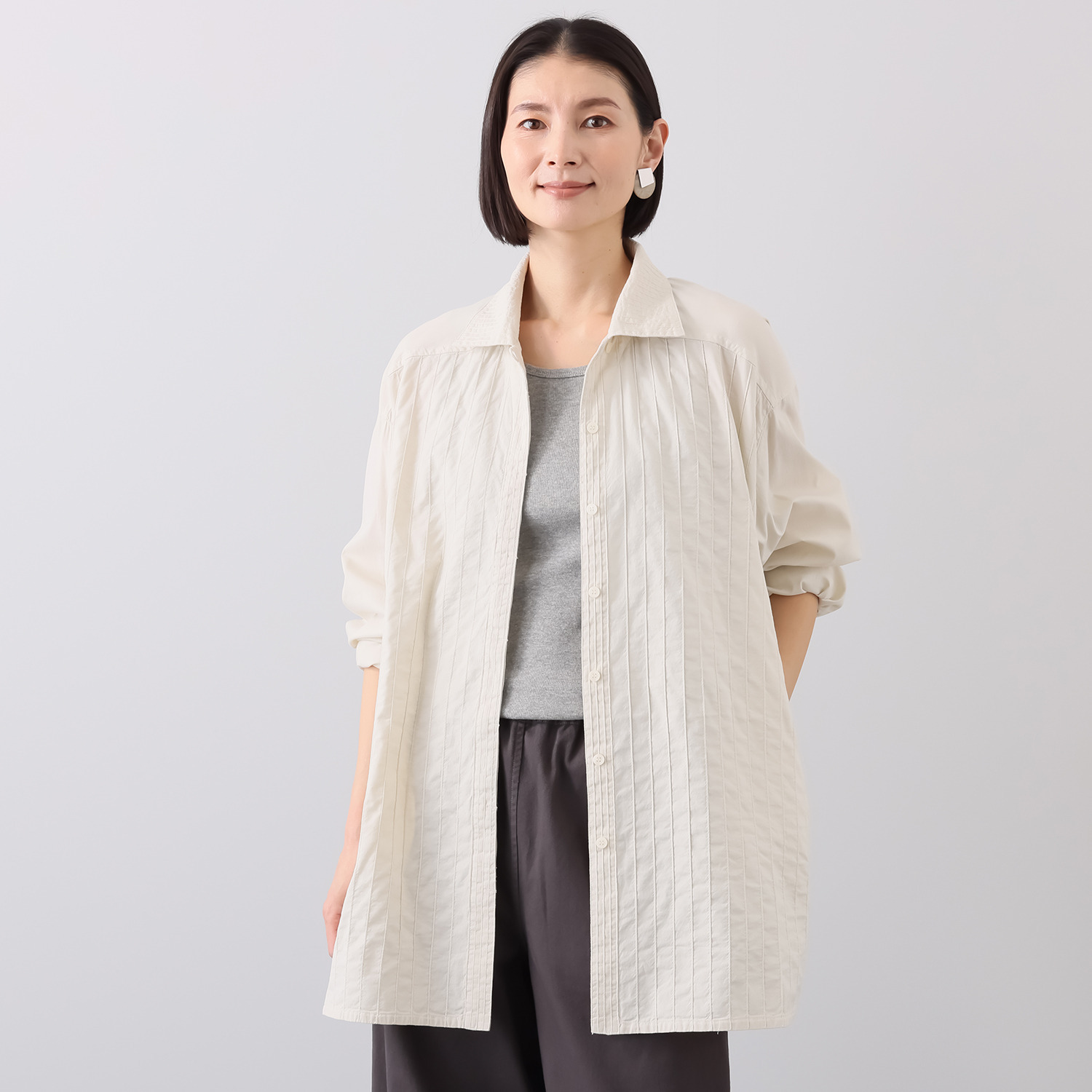 ヤッコマリカルド ソフトツイル ピンタック シャツ- ショップチャンネル