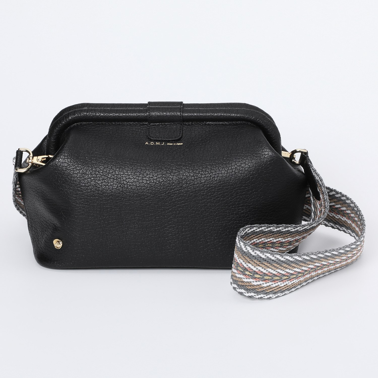 エーディーエムジェイ イタリアンラムレザー 口金式 クロスボディー