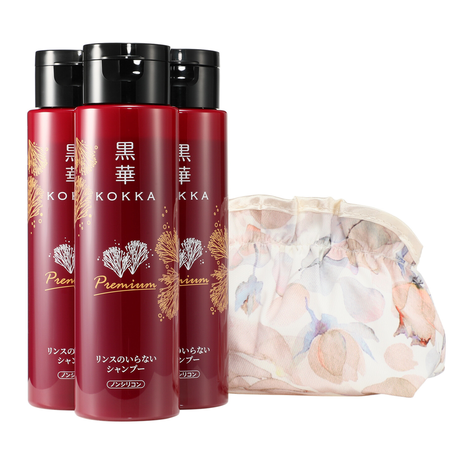 黒華 プレミアムリンスのいらないシャンプー 600ml 2本セット KOKKA 黒