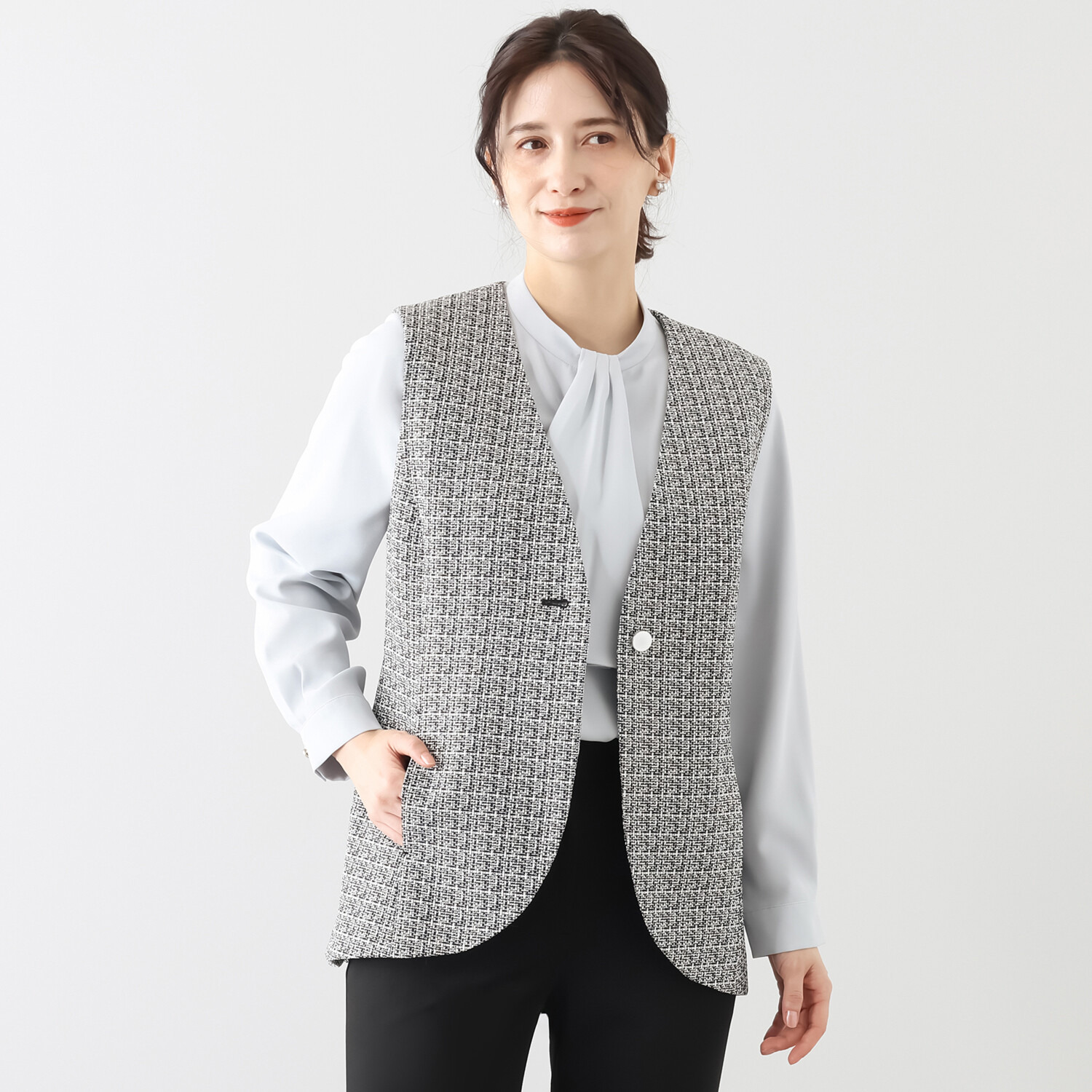 ポルトゥヴィーダ ミックスツイード ノーカラージレ- ショップチャンネル