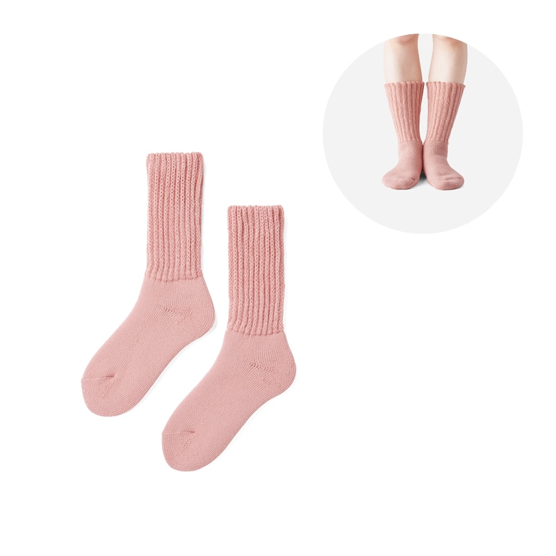 公式通販】起毛であったかルームソックス ミドル丈 22-25cm ピンク
