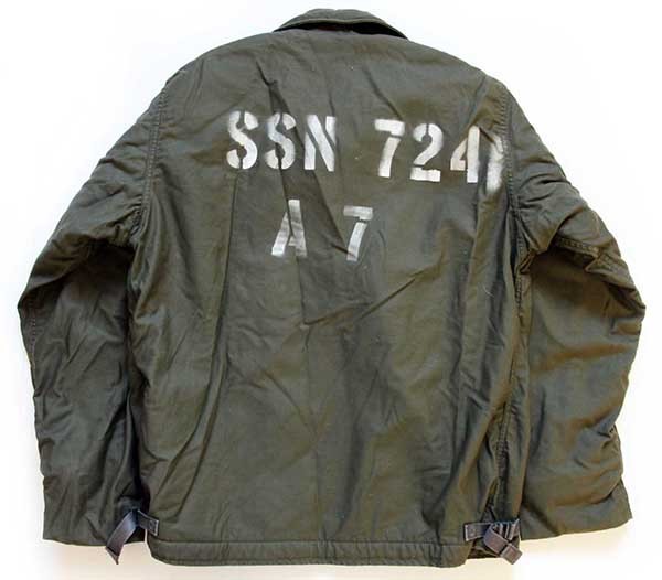 80s 米軍 U.S.NAVY A-2 ステンシル デッキジャケット オリーブ L