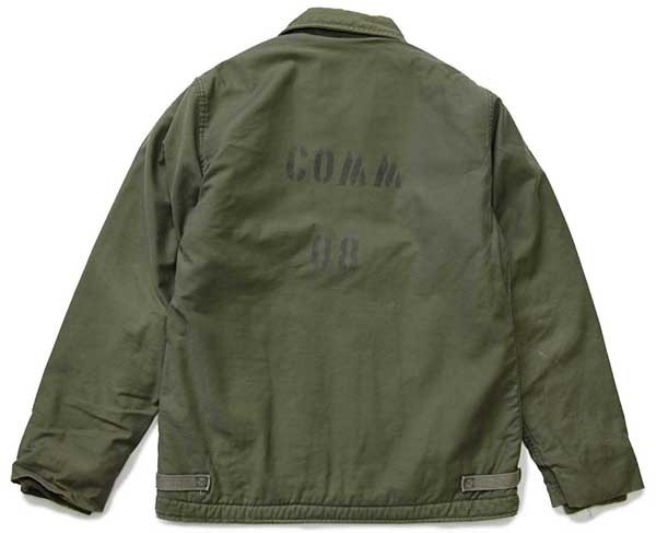 70s 米軍 U.S.NAVY A-2 ステンシル デッキジャケット オリーブグリーン