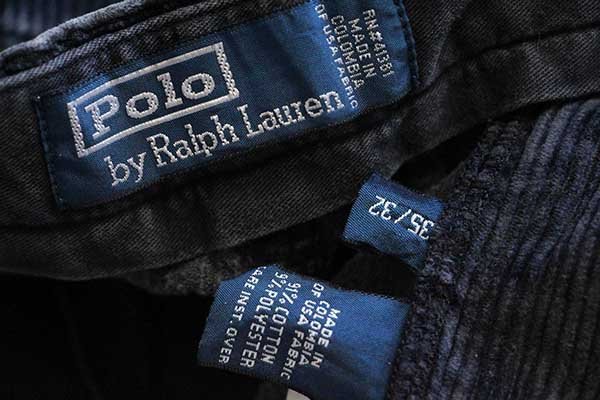 90s ポロ ラルフローレン 太畝 コーデュロイパンツ 薄黒 w35 L32