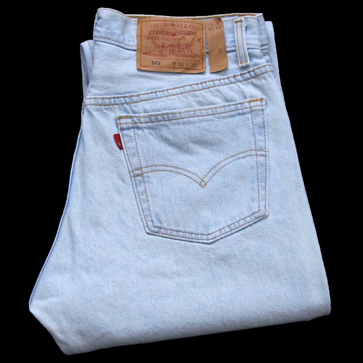 90s USA製 Levi'sリーバイス 501 デニムパンツ アイスブルー W34 L30