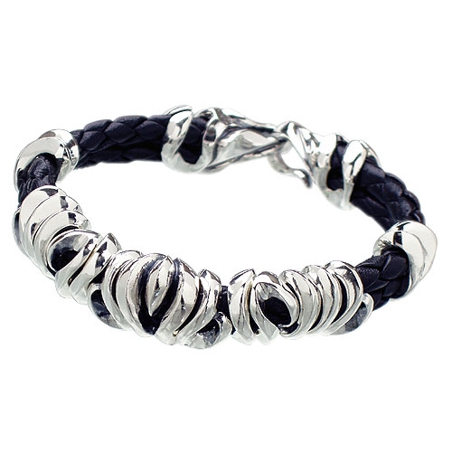 ジゴロウ GIGOR ブラッドライン シルバー レザー ブレスレットを販売