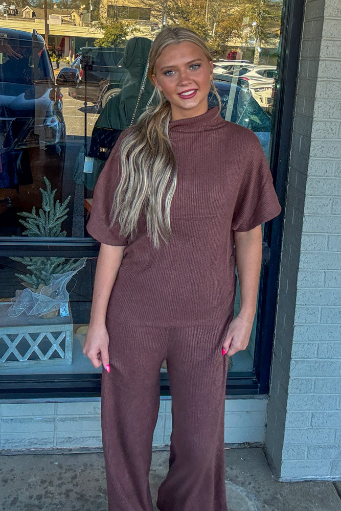 Zenana-Short Sleeve Mock Neck Sweater Set | Simply Dixie – Simply