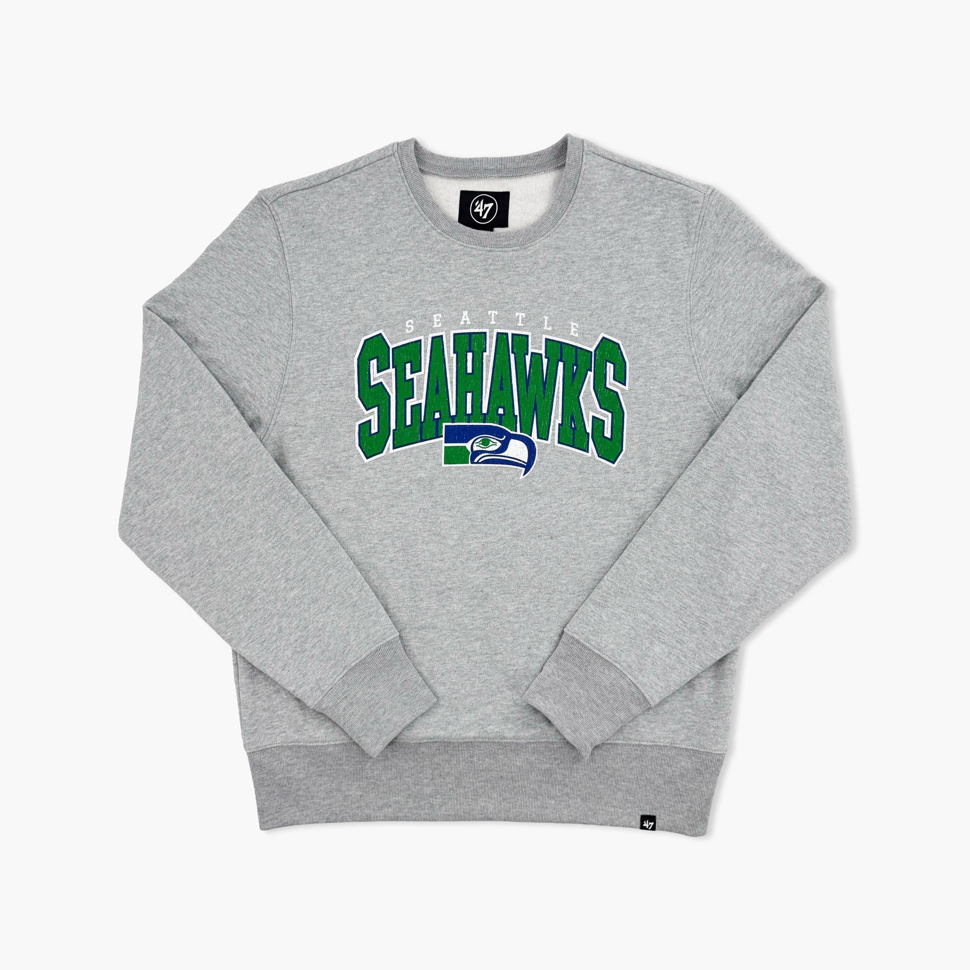 Seattle Seahawks Historic Varsity Block Grey Crewneck – Simply Seattle